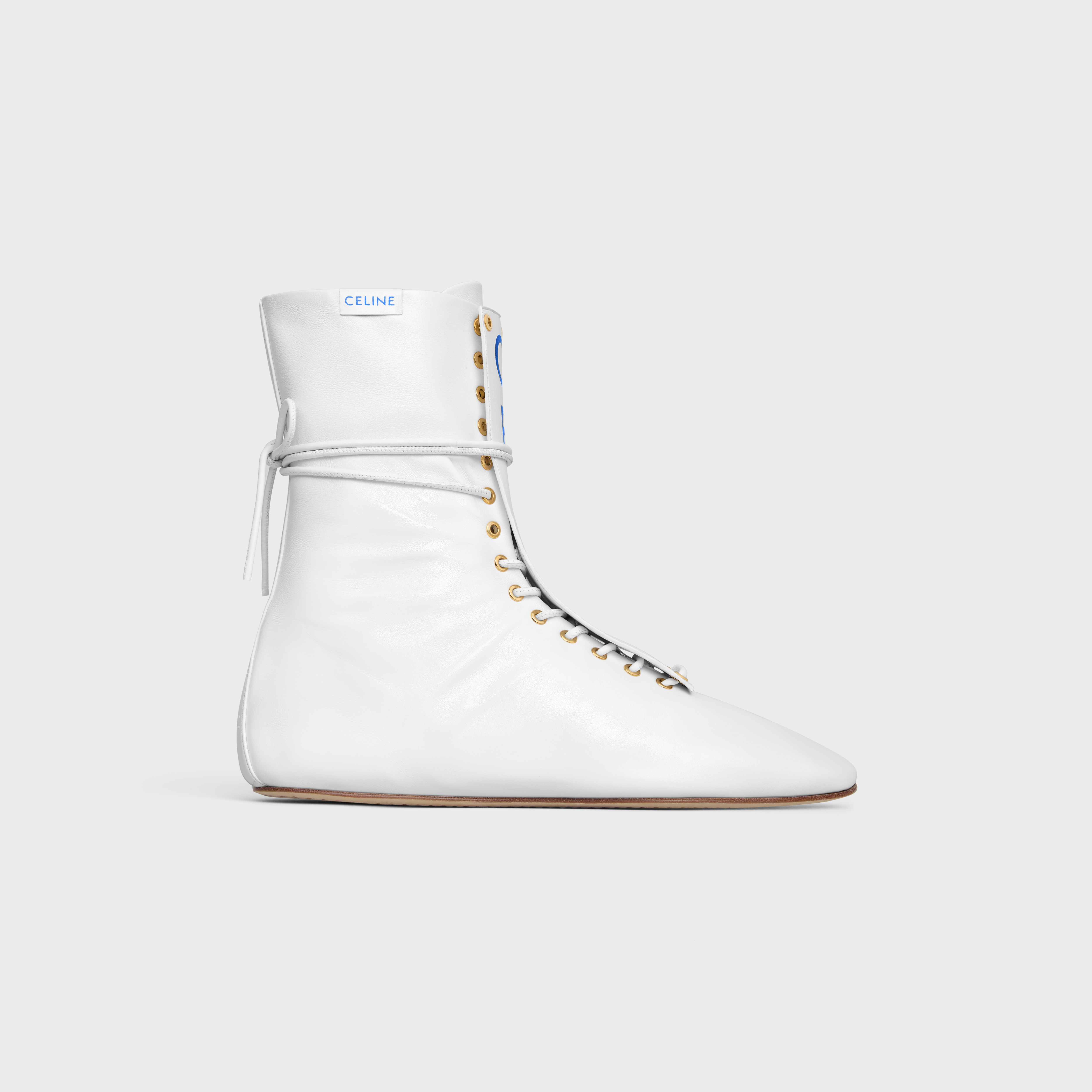 BALLET HIGH - LACE-UP BOOT IN LAMBSKIN - Ultra White | CELINE